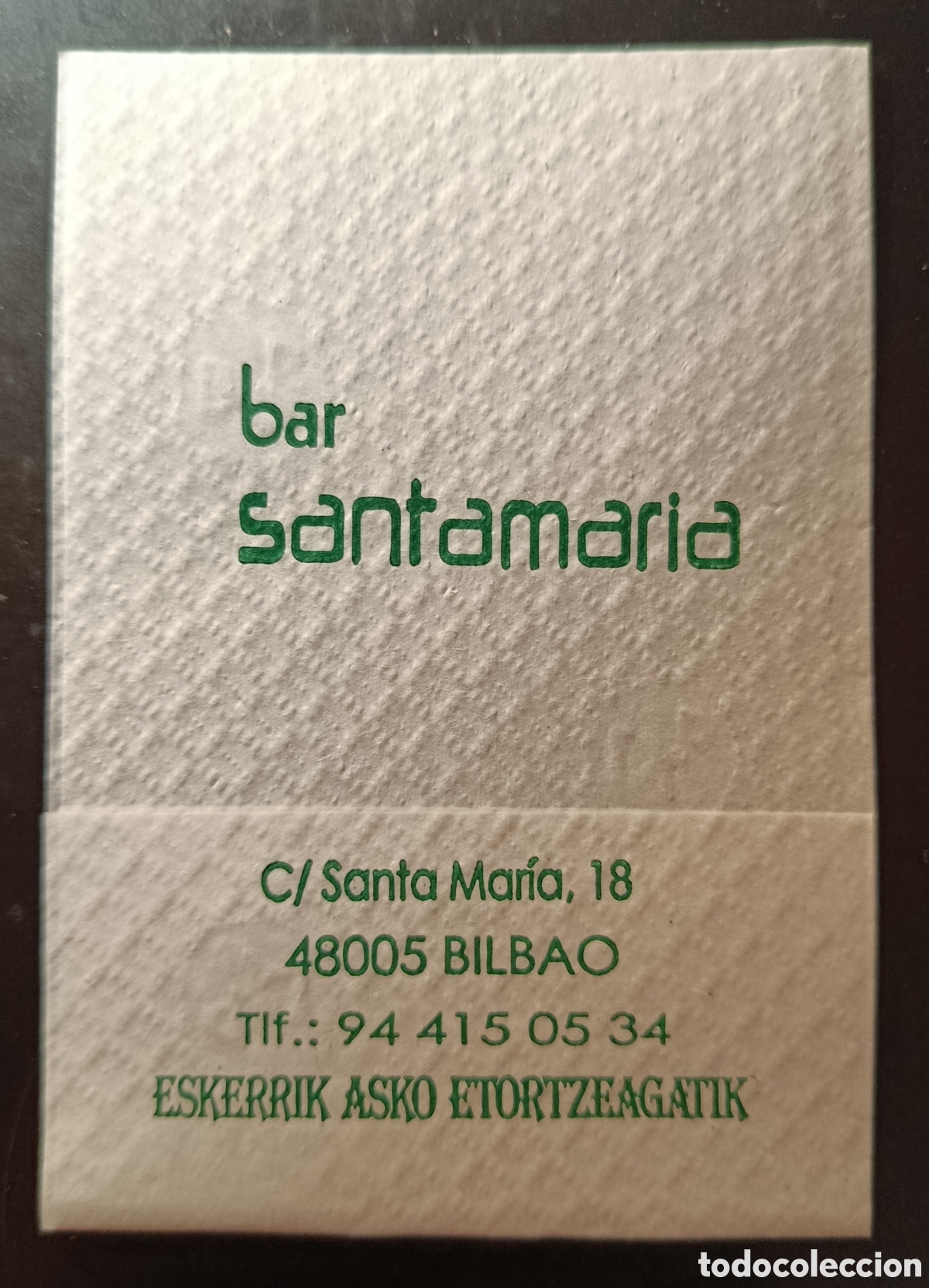 Altri oggetti di carta: SERVILLETA DE PAPEL BAR SANTAMAR&Iacute;A/BILBAO
