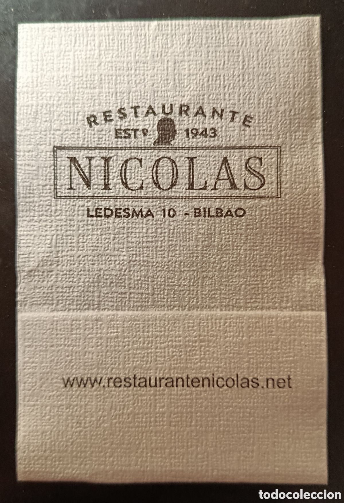 Otros art&iacute;culos de coleccionismo en papel: SERVILLETA DE PAPEL RTE. NICOL&Aacute;S/BILBAO