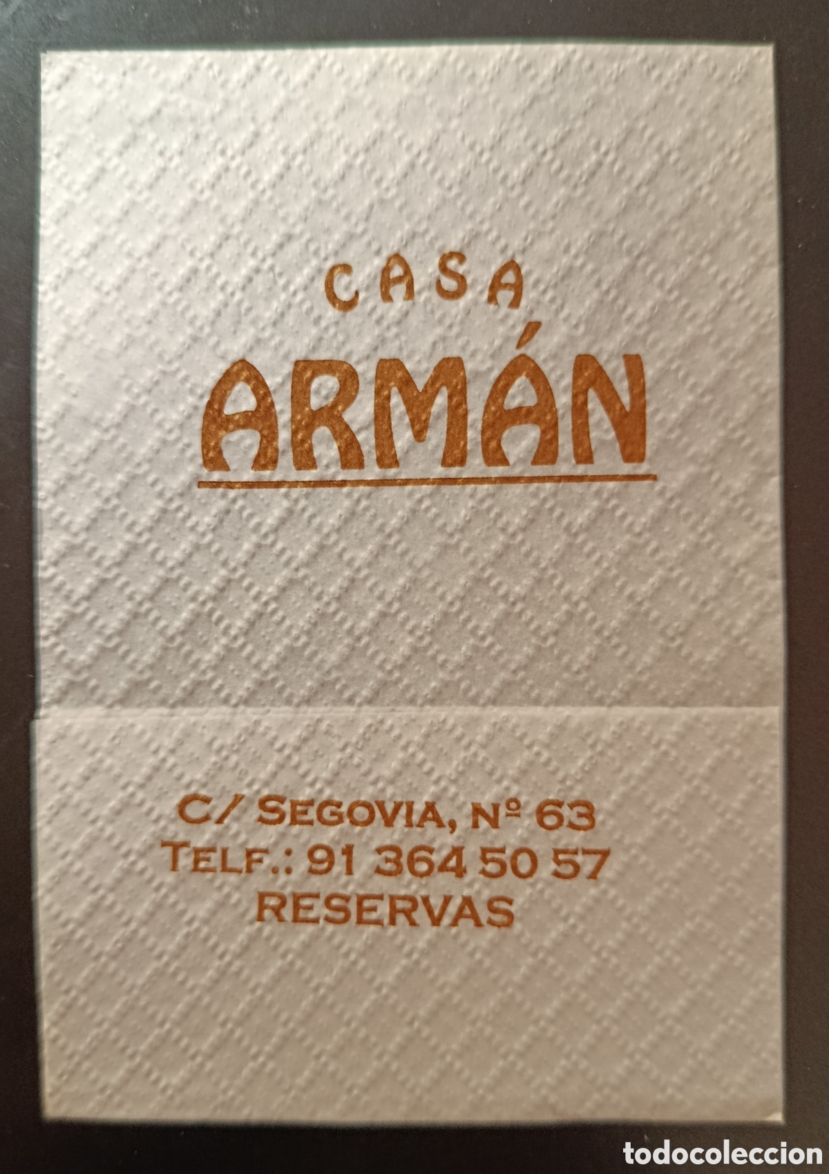 Altri oggetti di carta: SERVILLETA DE PAPEL CASA ARM&Aacute;N/MADRID