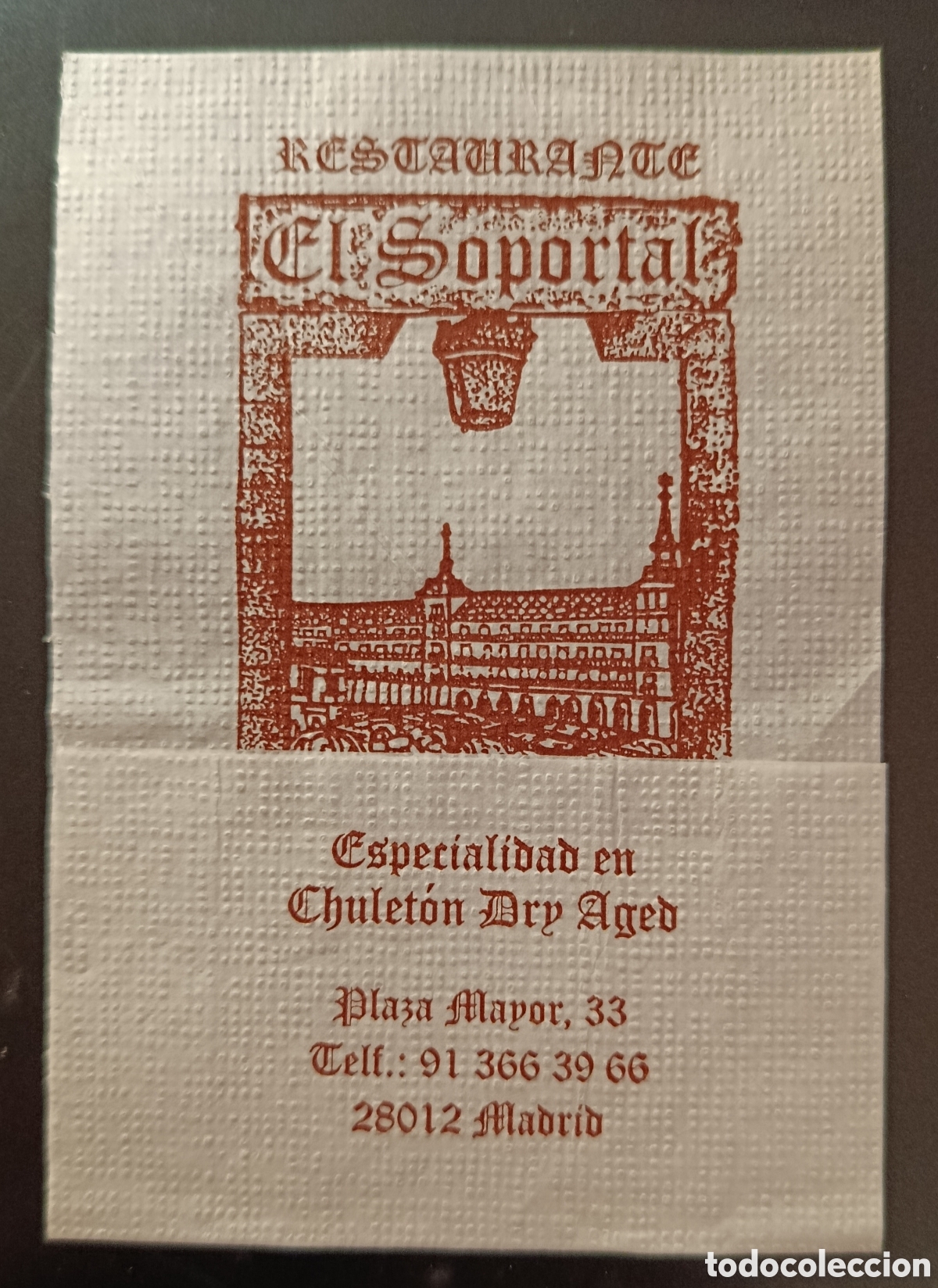 Altri oggetti di carta: SERVILLETA DE PAPEL EL SOPORTAL/MADRID