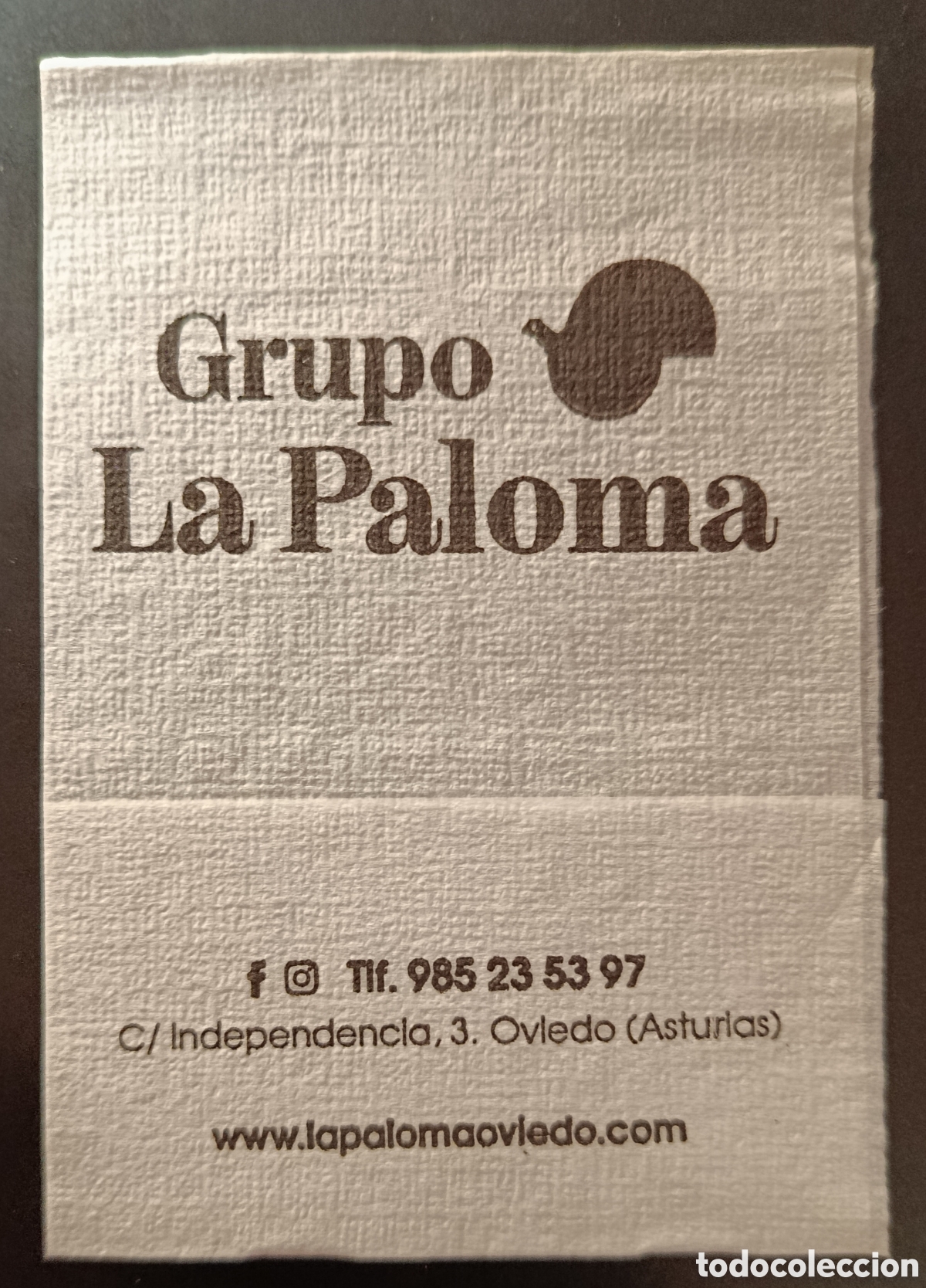 Otros art&iacute;culos de coleccionismo en papel: SERVILLETA DE PAPEL LA PALOMA/OVIEDO