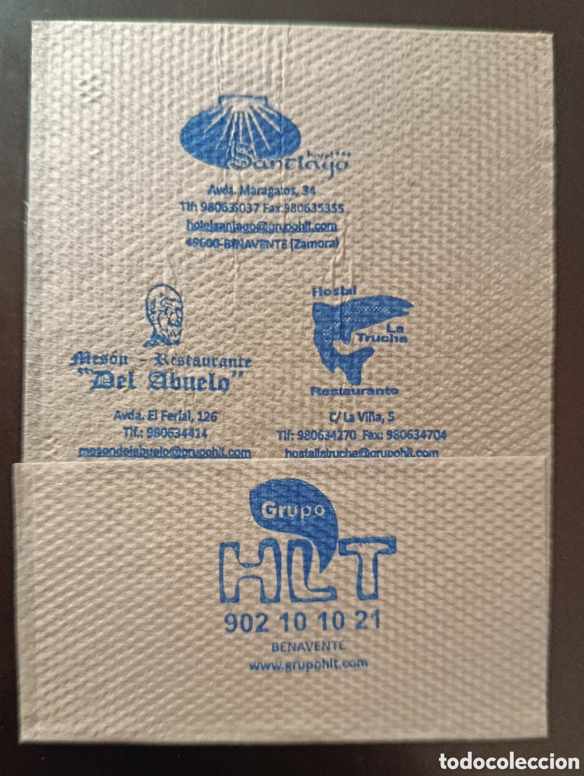 Altri oggetti di carta: SERVILLETA DE PAPEL GRUPO HLT/BENAVENTE