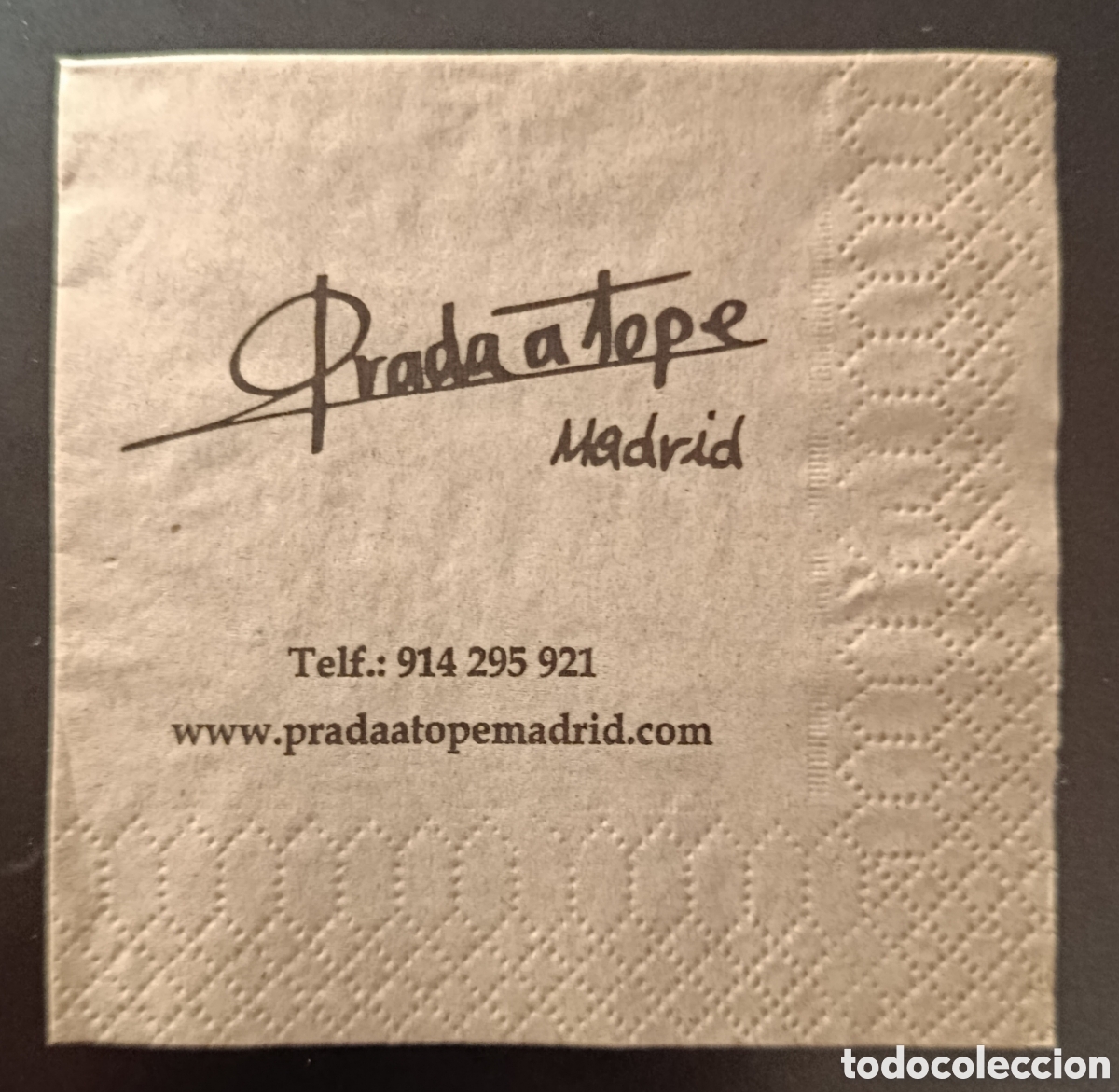 Otros art&iacute;culos de coleccionismo en papel: SERVILLETA DE PAPEL PRADA A TOPE/MADRID