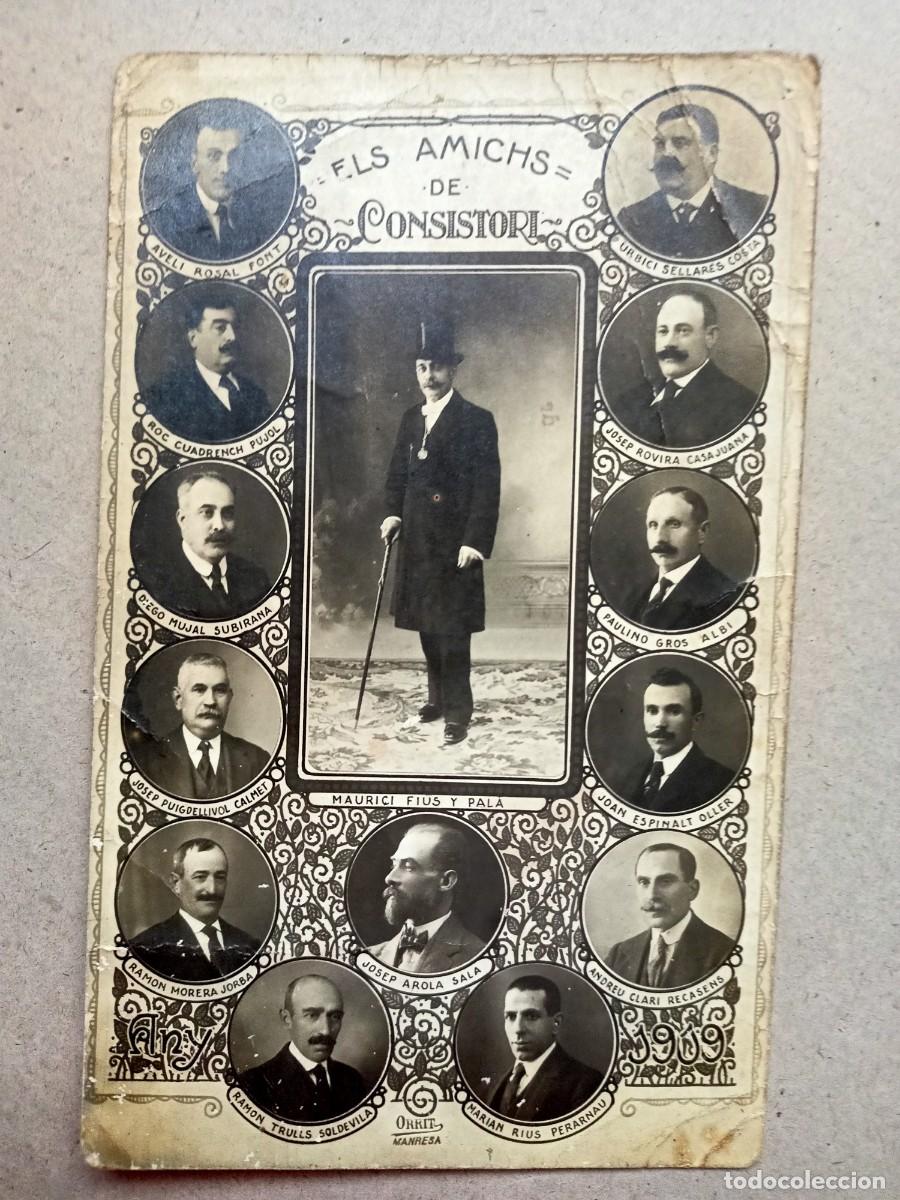 Outros artigos de papel: POSTAL DE PERSONAJES VINCULADOS AL AYUNTAMIENTO DE MANRESA &rdquo;ELS AMICHS DE CONSISTORI&rdquo;