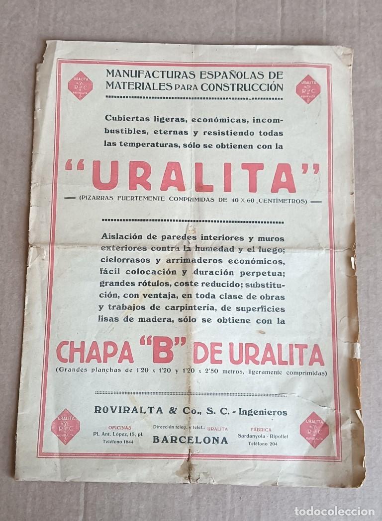 Outros artigos de papel: Propaganda URALITAS - Manufacturas espa&ntilde;olas de material para construcci&oacute;n