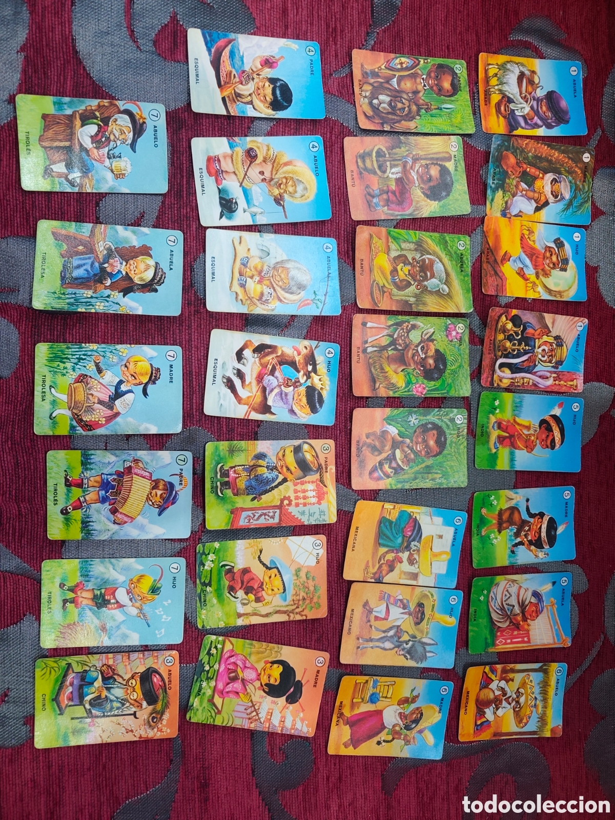 Otros art&iacute;culos de coleccionismo en papel: Baraja de Cartas Vintage &rdquo;Familias de 7 Pa&iacute;ses&rdquo; Heraclio Fournier &ndash; Lote 29 Cartas