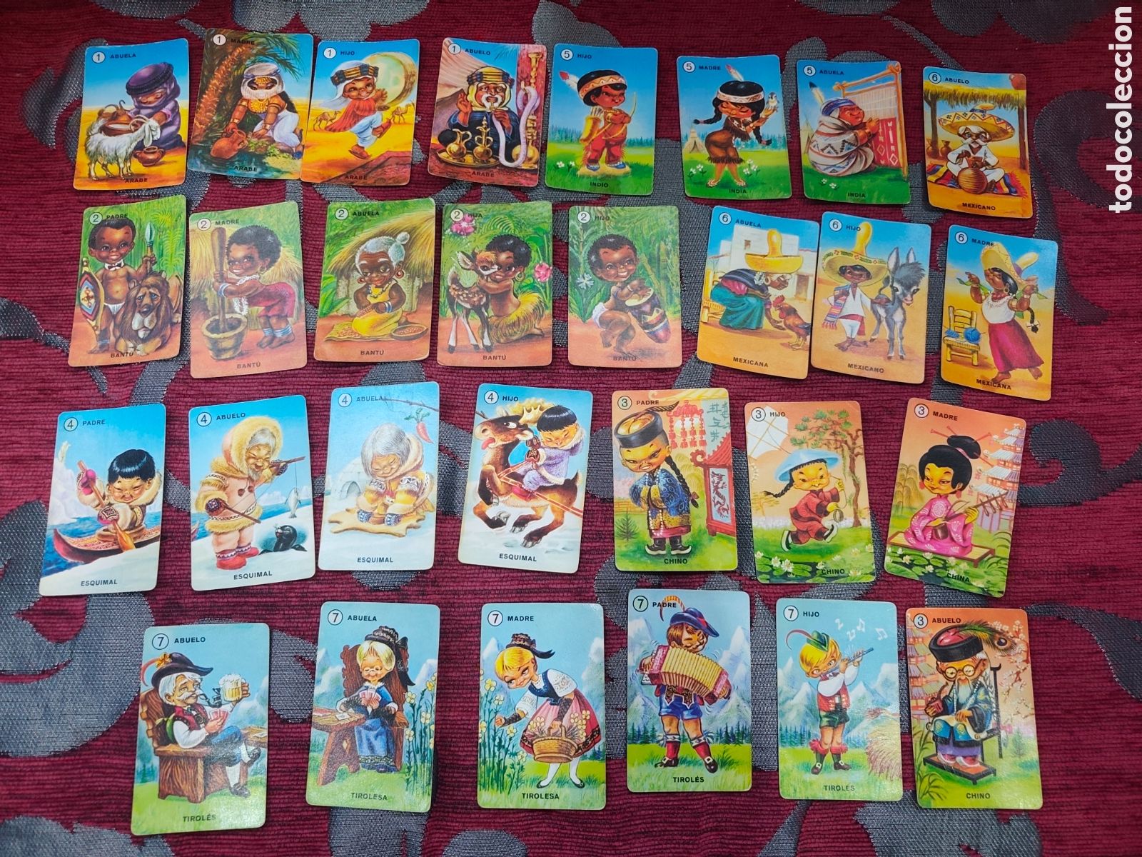 Collectionnisme Papier divers: Baraja de Cartas Vintage &rdquo;Familias de 7 Pa&iacute;ses&rdquo; Heraclio Fournier &ndash; Lote 29 Cartas