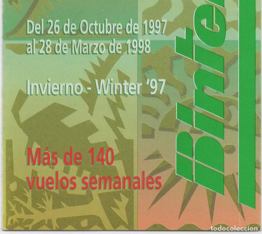 Otros art&iacute;culos de coleccionismo en papel: Horario Binter Mediterr&aacute;neo octubre 1997-marzo 1998