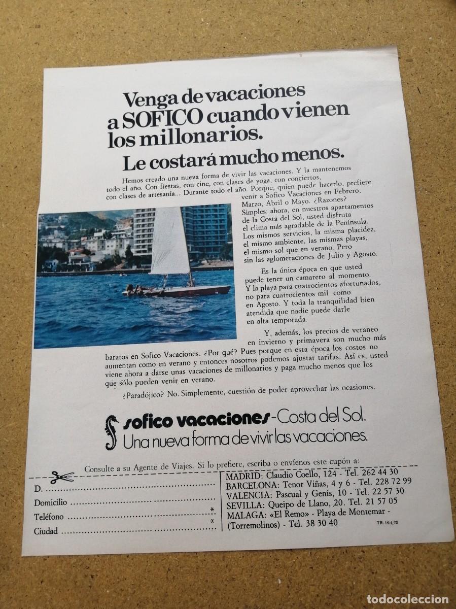 Otros art&iacute;culos de coleccionismo en papel: ANUNCIO. SOFICO VACACIONES