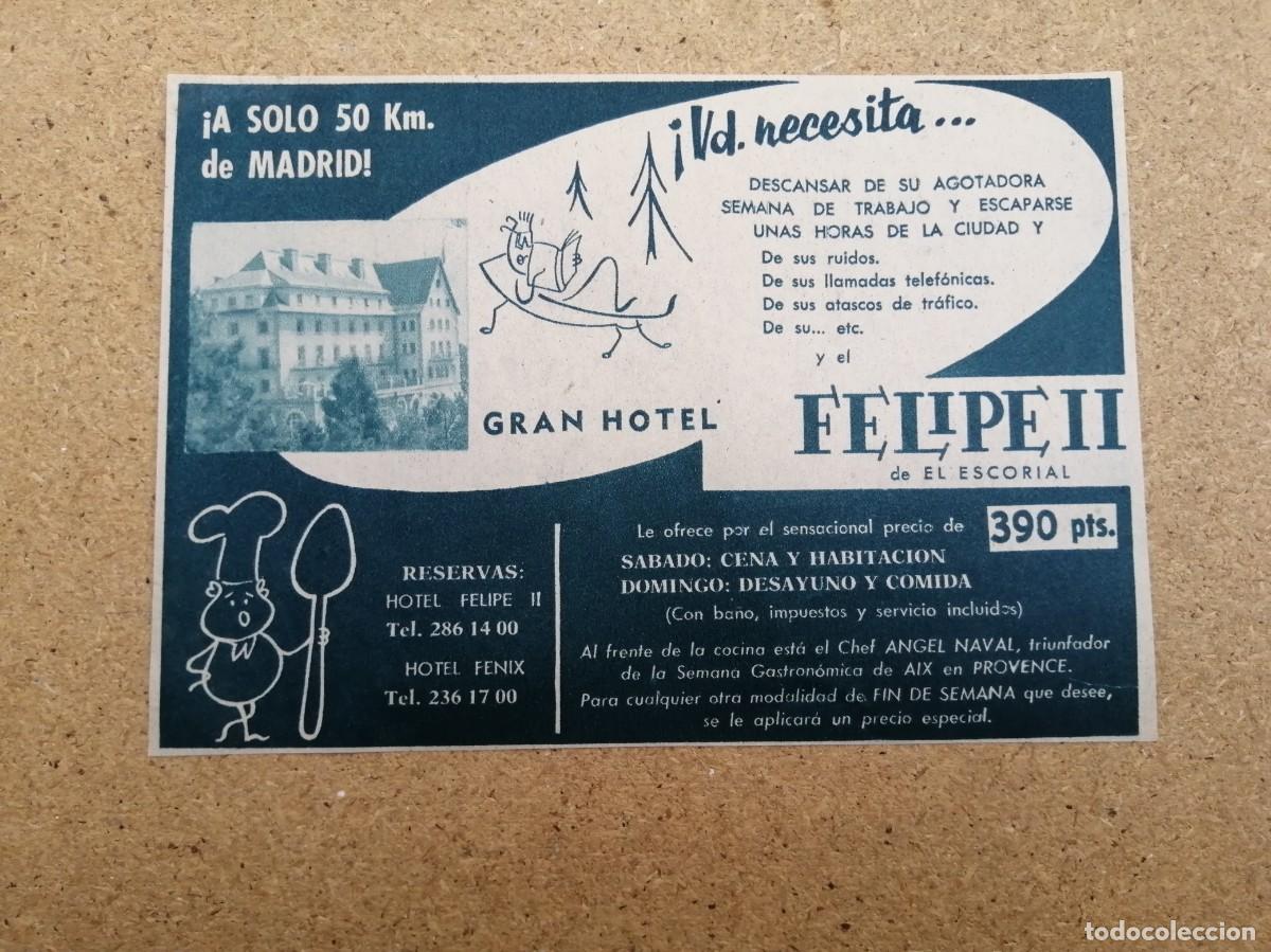 Collectionnisme Papier divers: ANUNCIO. GRAN HOTEL FELIPE II, EL ESCORIAL