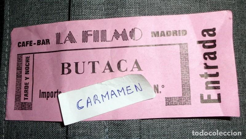 Altri oggetti di carta: ENTRADA CAFE BAR LA FILMO MADRID MOVIDA MADRILE&Ntilde;A. AMBIENTE CINE ACTORES ALMODOVAR. A&Ntilde;OS 80