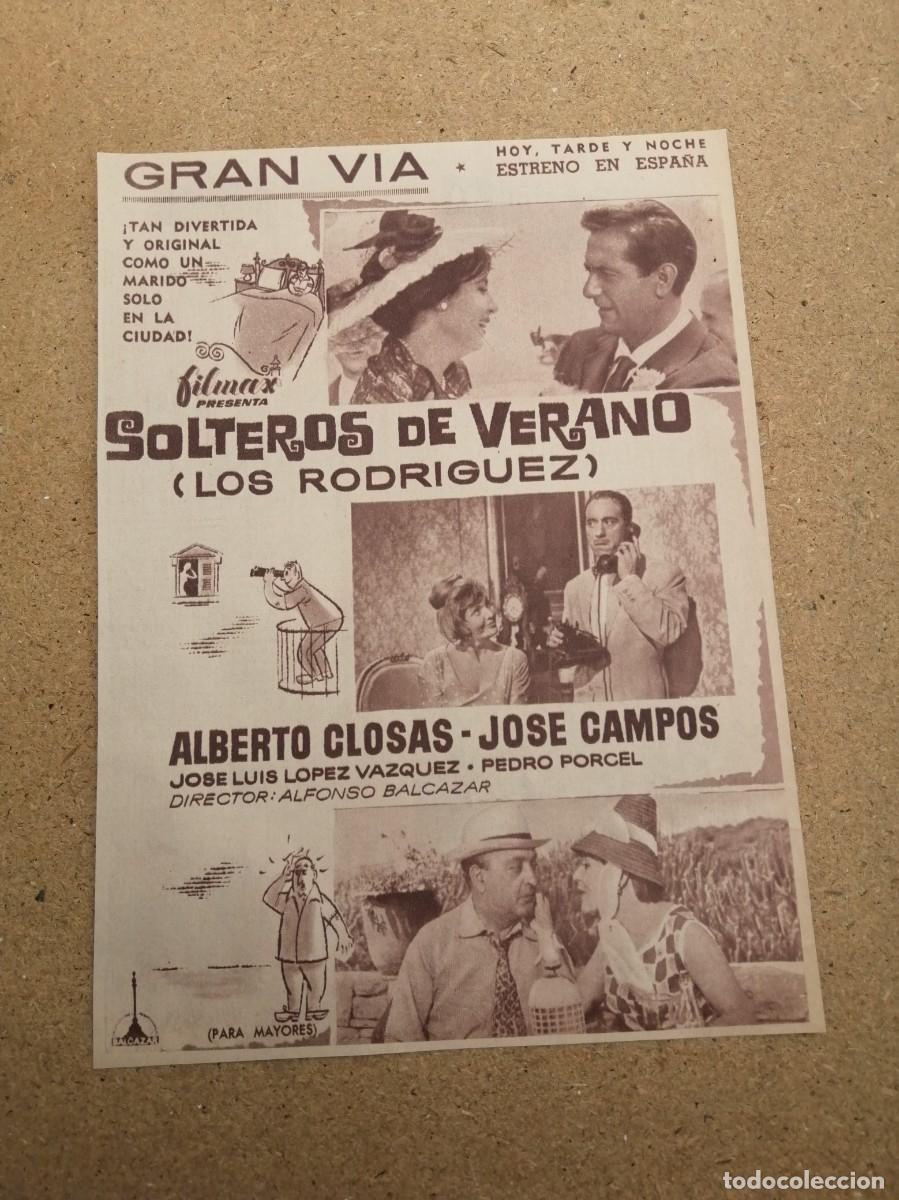 Collectionnisme Papier divers: ANUNCIO CINE. SOLTEROS DE VERANO (ALBERTO CLOSAS - JOSE LUIS LOPEZ VAZQUEZ)