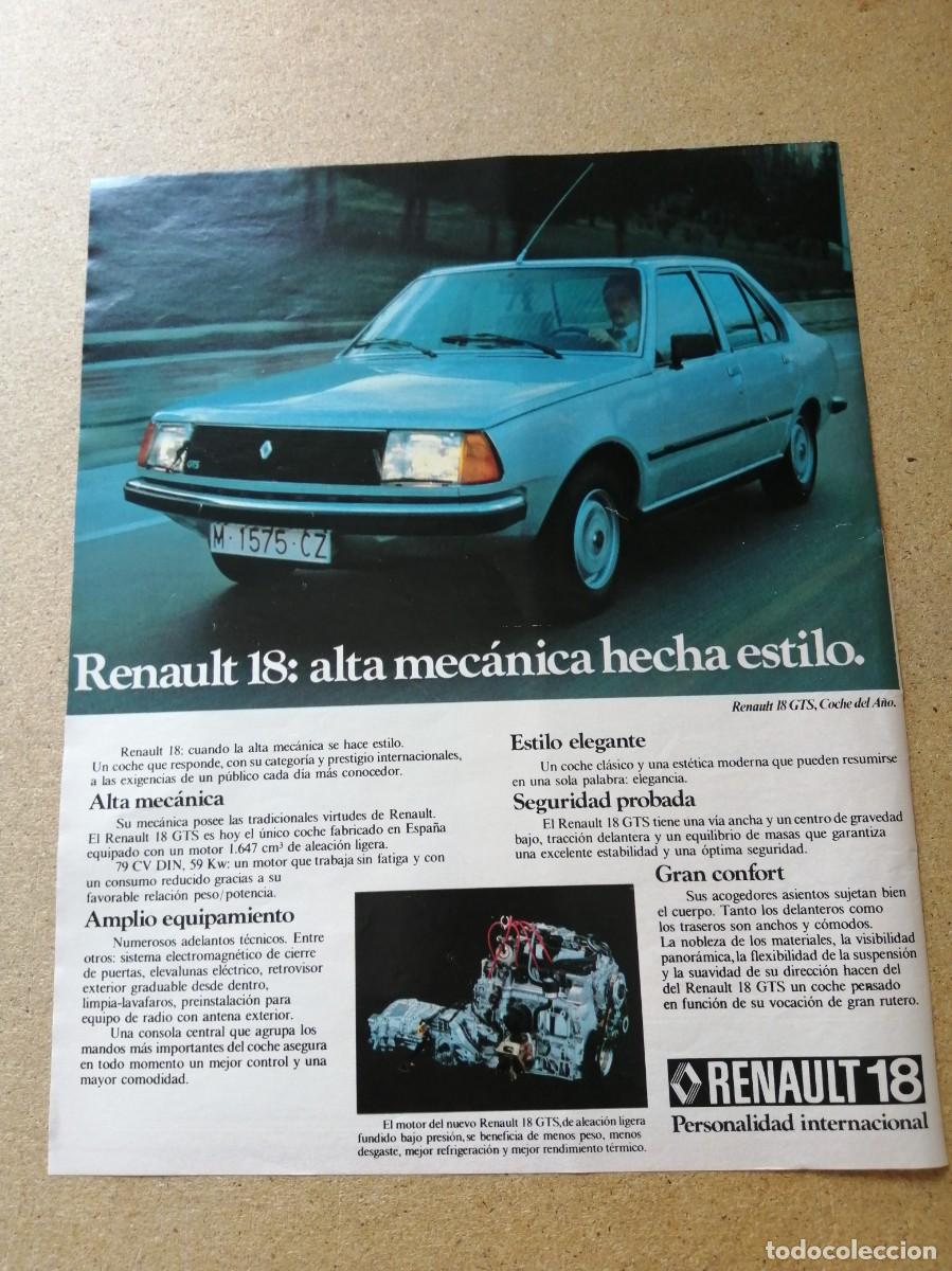 Otros art&iacute;culos de coleccionismo en papel: ANUNCIO. RENAULT 18.