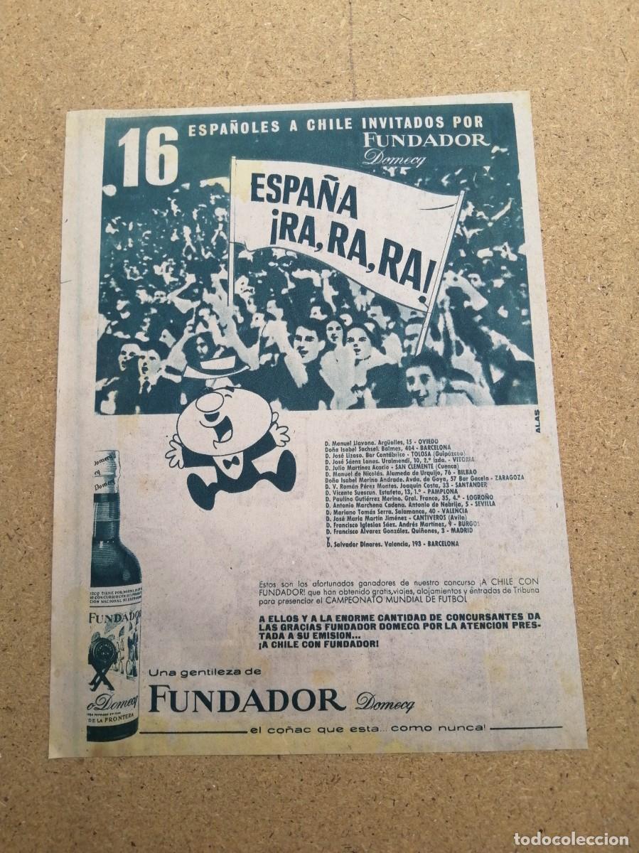 Otros art&iacute;culos de coleccionismo en papel: ANUNCIO. BRANDY FUNDADOR, DE DOMECQ