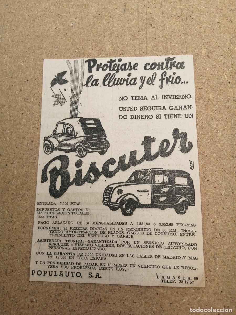 Otros art&iacute;culos de coleccionismo en papel: ANUNCIO. BISCUTER....