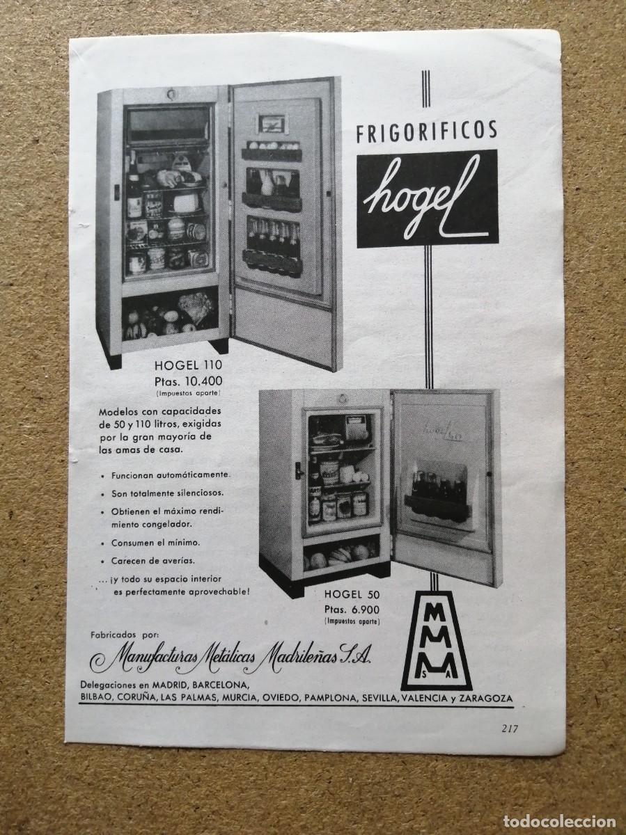 Otros art&iacute;culos de coleccionismo en papel: ANUNCIO. FRIGORIFICOS HOGEL