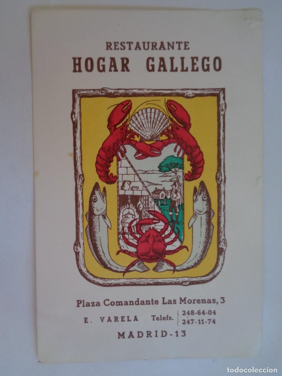 Collectionnisme Papier divers: TARJETA PUBLICITARIA DE HOGAR GALLEGO , MADRID . A&Ntilde;OS 60 - 70