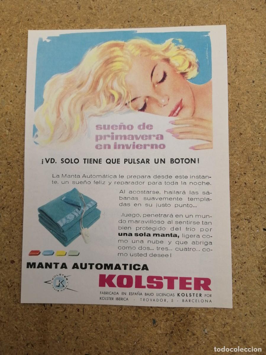 Otros art&iacute;culos de coleccionismo en papel: ANUNCIO. MANTA AUTOMATICA KOLSTER