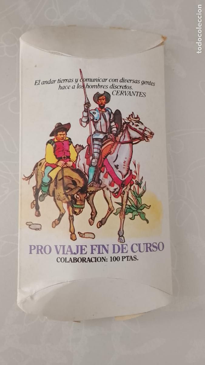 Otros art&iacute;culos de coleccionismo en papel: ANTIGUA CAJITA CARTON don quijote de la mancha cervantes PUBLICIDAD FIN DE CURSO VIAJE