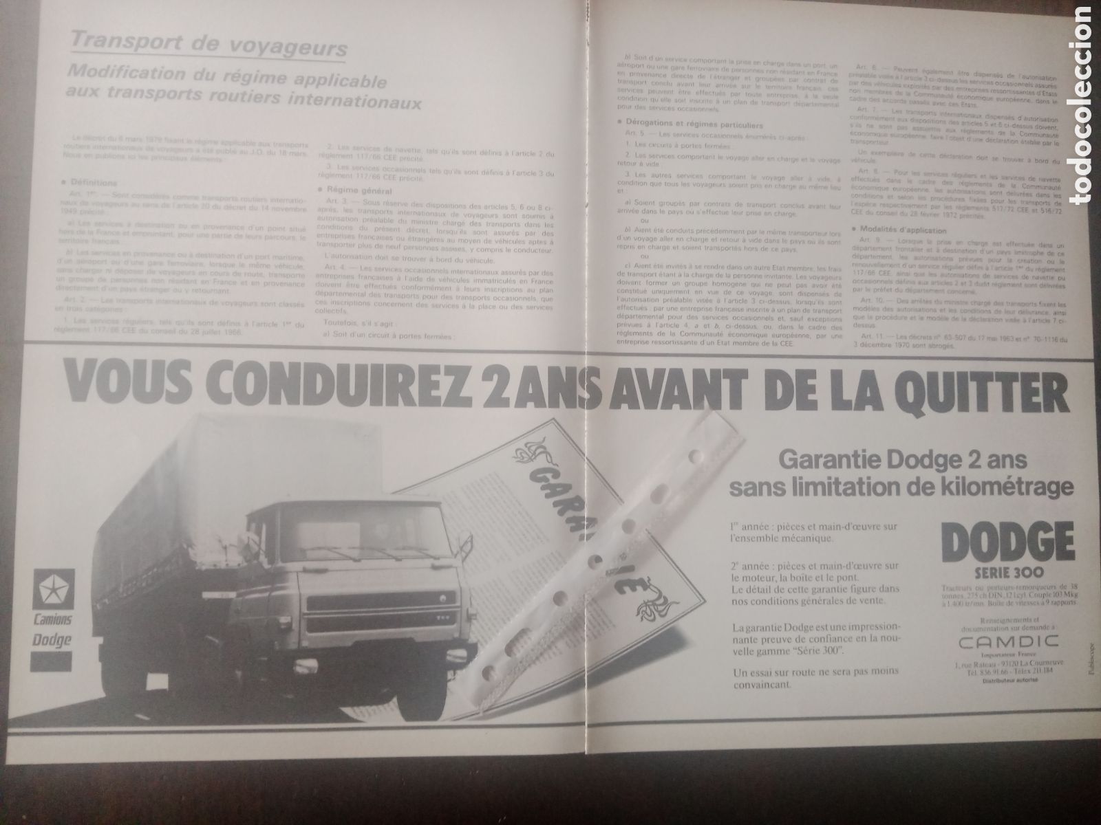 Otros art&iacute;culos de coleccionismo en papel: Publicidad cami&oacute;n Dodge de 1979
