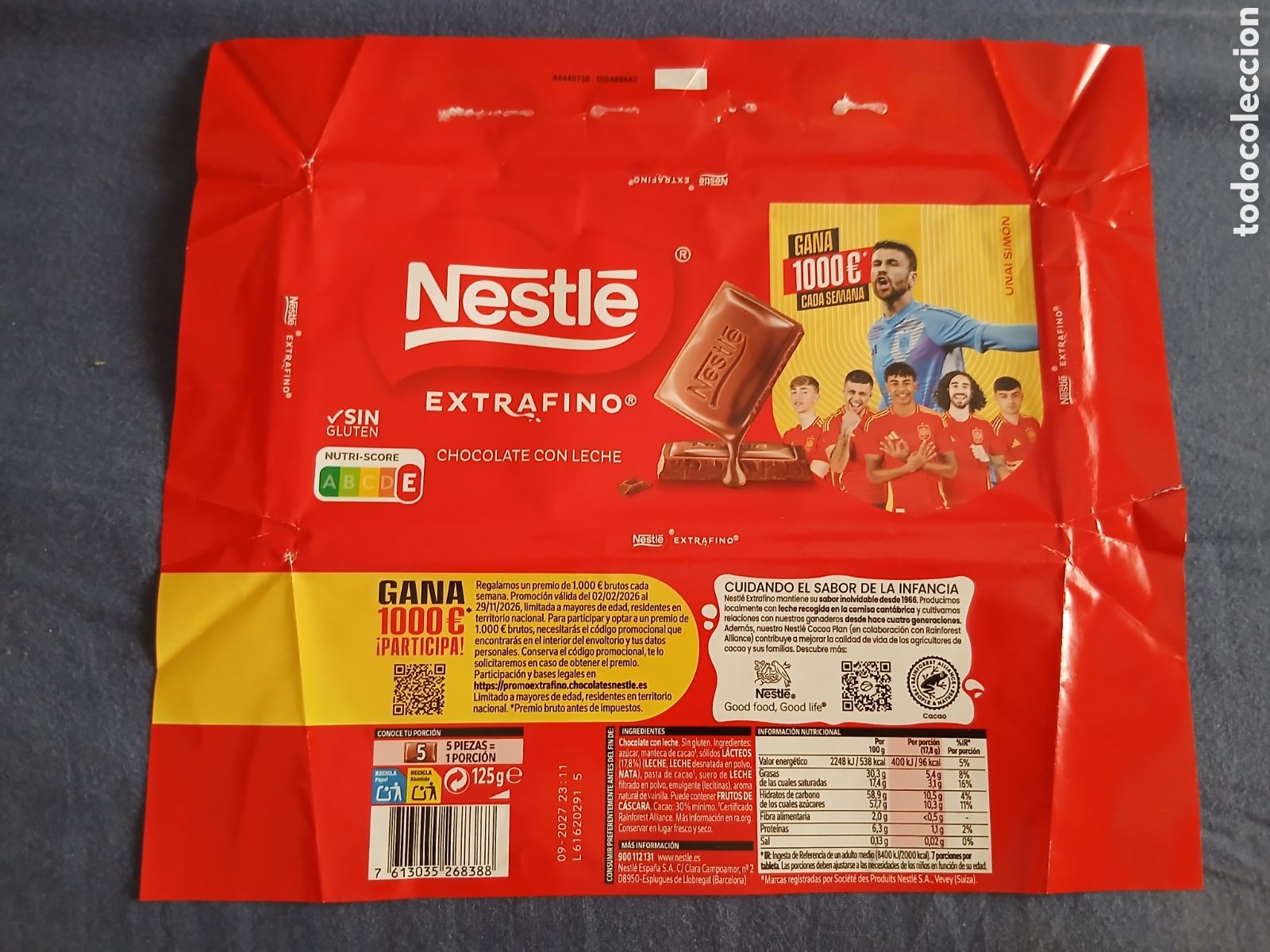 Outros artigos de papel: (UNAI SIM&Oacute;N) Envoltorio Publicidad Chocolate Nestl&eacute; Mundial F&uacute;tbol Espa&ntilde;a -Unai Sim&oacute;n-