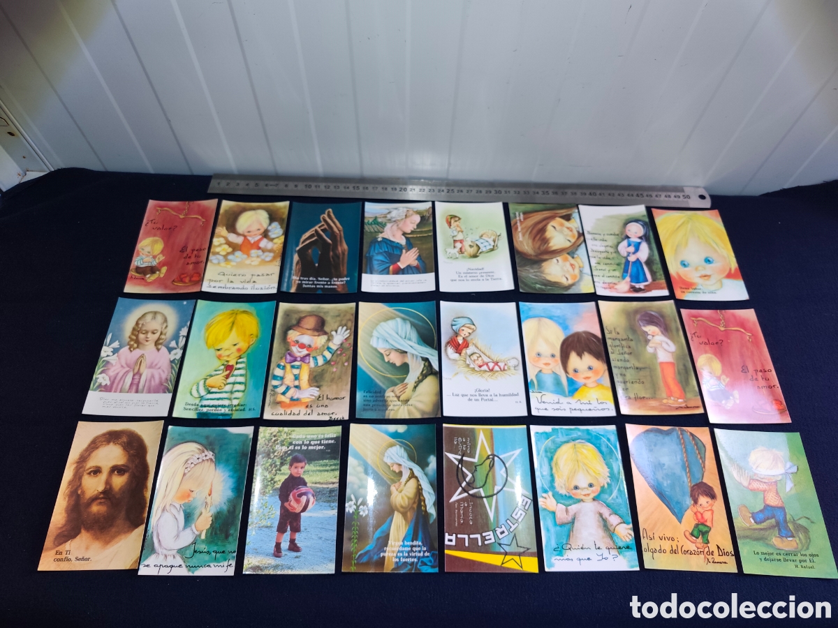 Paper Collecting Others: Lote de 72 Estampas Religiosas Vintage y Puntos de Libro (A&ntilde;os 70-80)