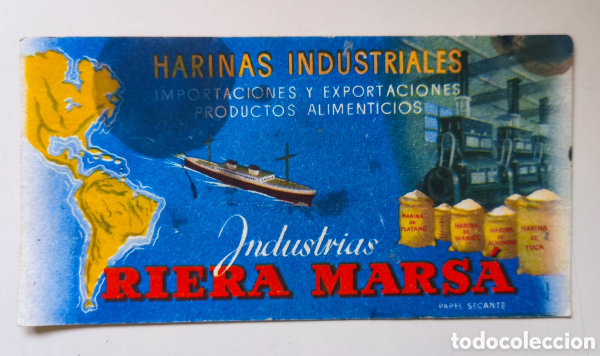 Altri oggetti di carta: Publicidad original de industrias riera marsa harinas industriales