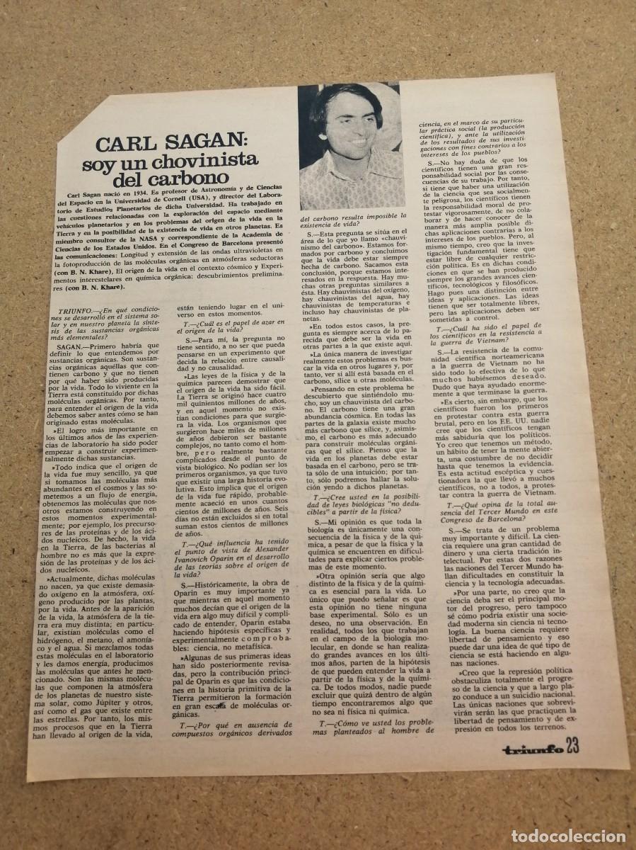 Otros art&iacute;culos de coleccionismo en papel: REPORTAJE. CARL SAGAN