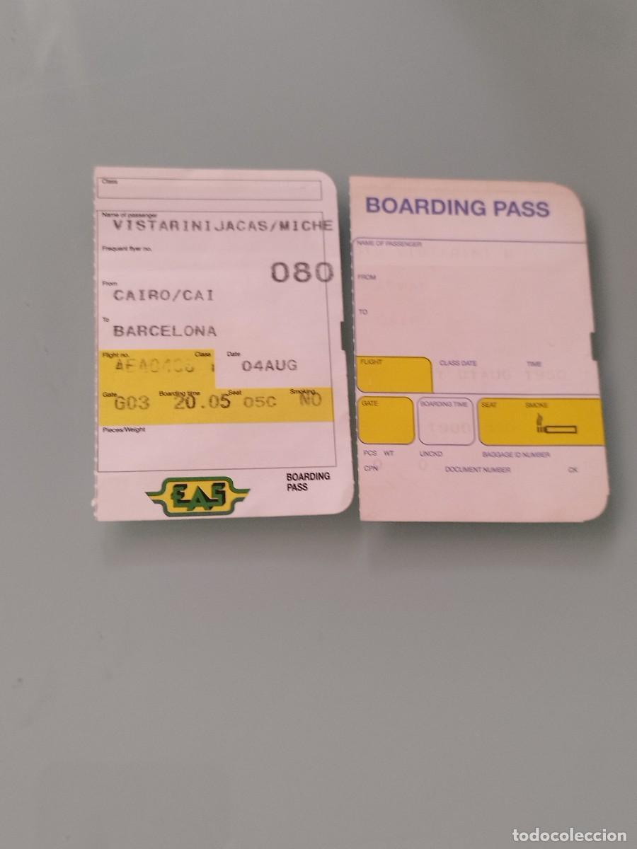 Otros art&iacute;culos de coleccionismo en papel: Dos tarjetas de embarque de vuelo desde El Cairo (CAI) hasta Barcelona.