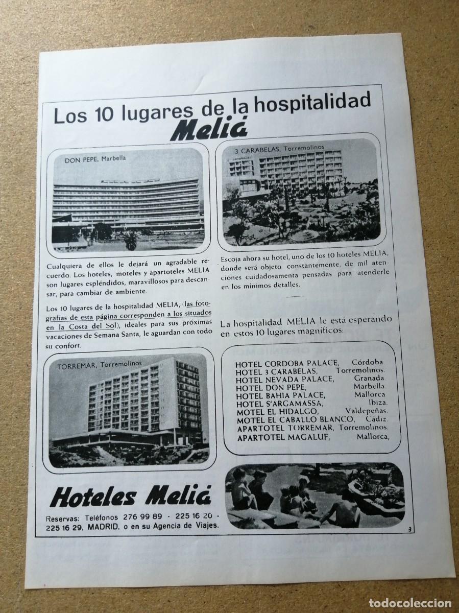 Otros art&iacute;culos de coleccionismo en papel: ANUNCIO. HOTELES MELIA