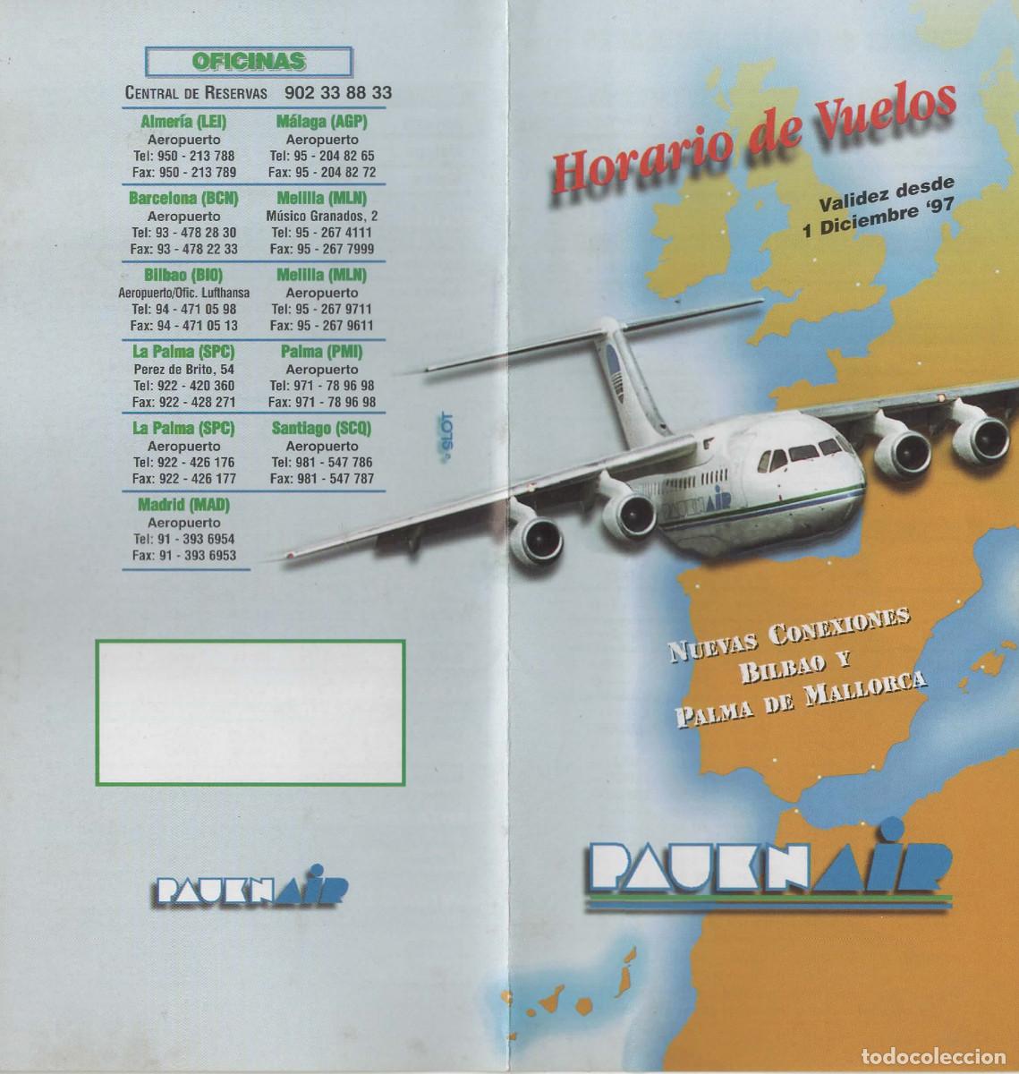 Otros art&iacute;culos de coleccionismo en papel: Horarios PAUKNAIR desde diciembre 1997