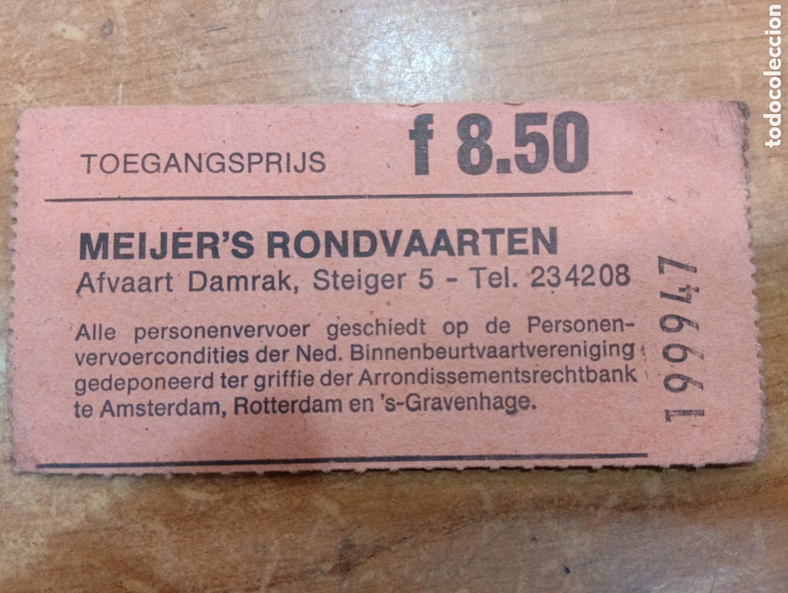 Otros art&iacute;culos de coleccionismo en papel: Antiguo boleto de crucero por los canales de Amsterdam