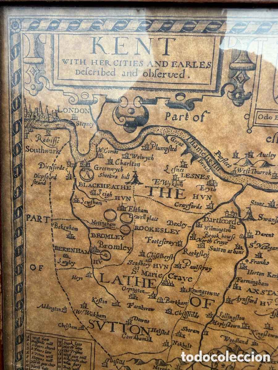 Otros art&iacute;culos de coleccionismo en papel: Mapa Antiguo Kent John Speed - Foto 2