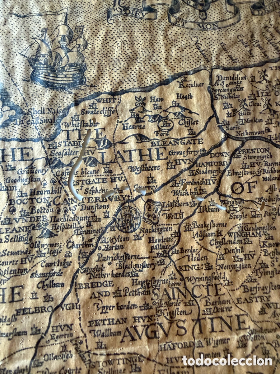 Otros art&iacute;culos de coleccionismo en papel: Mapa Antiguo Kent John Speed - Foto 8