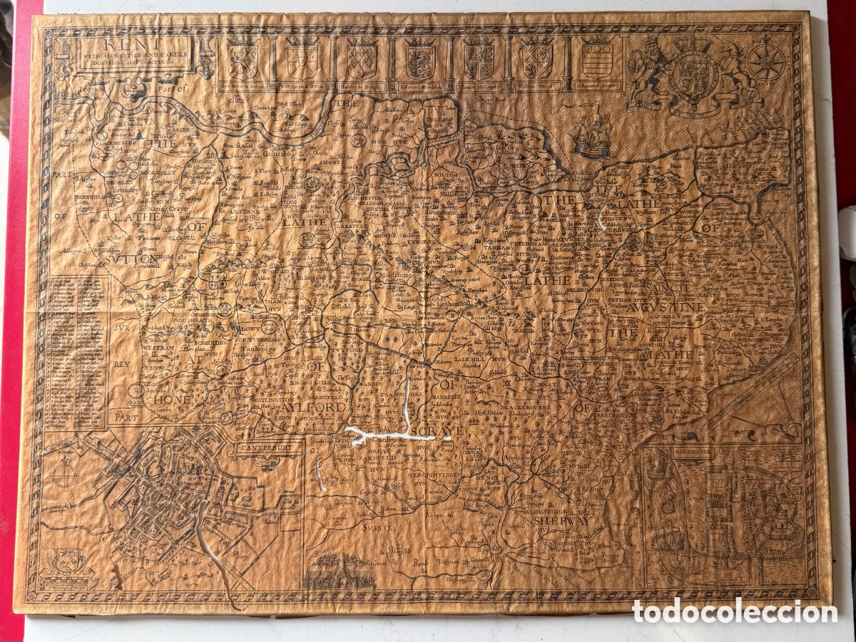 Otros art&iacute;culos de coleccionismo en papel: Mapa Antiguo Kent John Speed - Foto 9