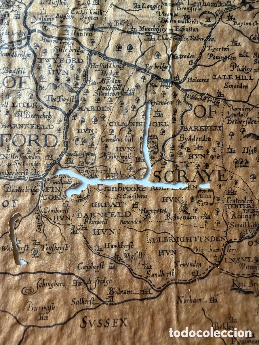 Otros art&iacute;culos de coleccionismo en papel: Mapa Antiguo Kent John Speed - Foto 10