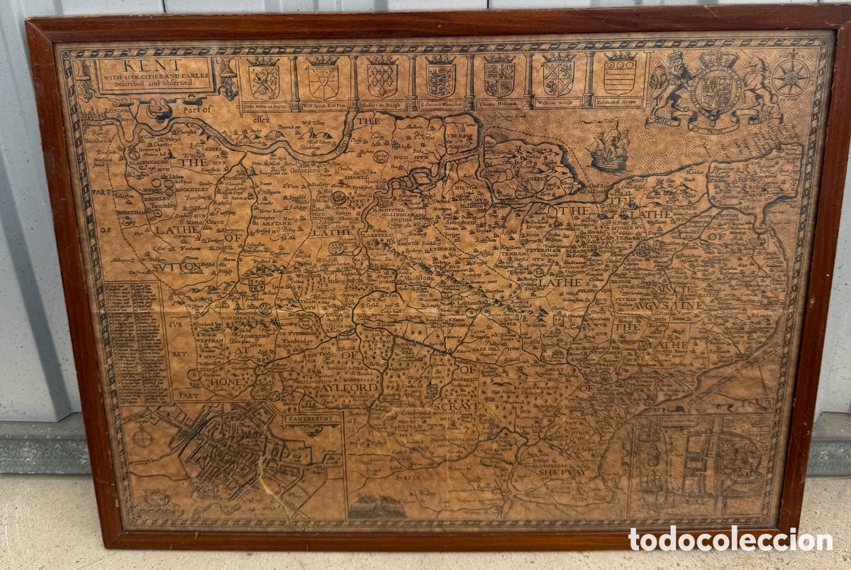 Otros art&iacute;culos de coleccionismo en papel: Mapa Antiguo Kent John Speed - Foto 1