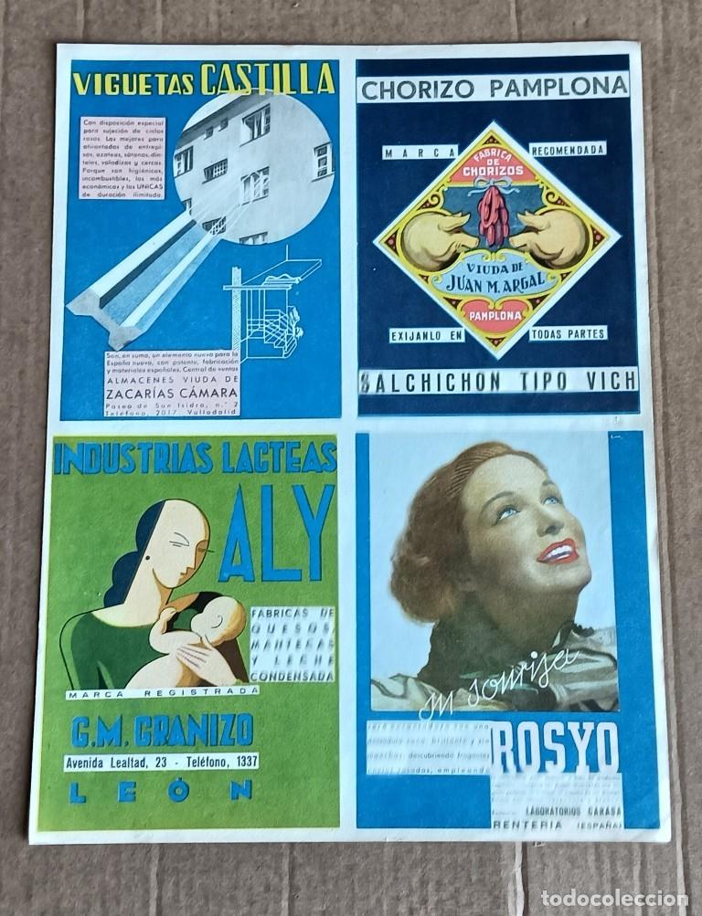 Otros art&iacute;culos de coleccionismo en papel: Propaganda VIGUETAS DE CASTILLA Valladolid F&Aacute;BRICA DE CHORIZO viuda de Juan M. Argal &ndash; Pamplona ind