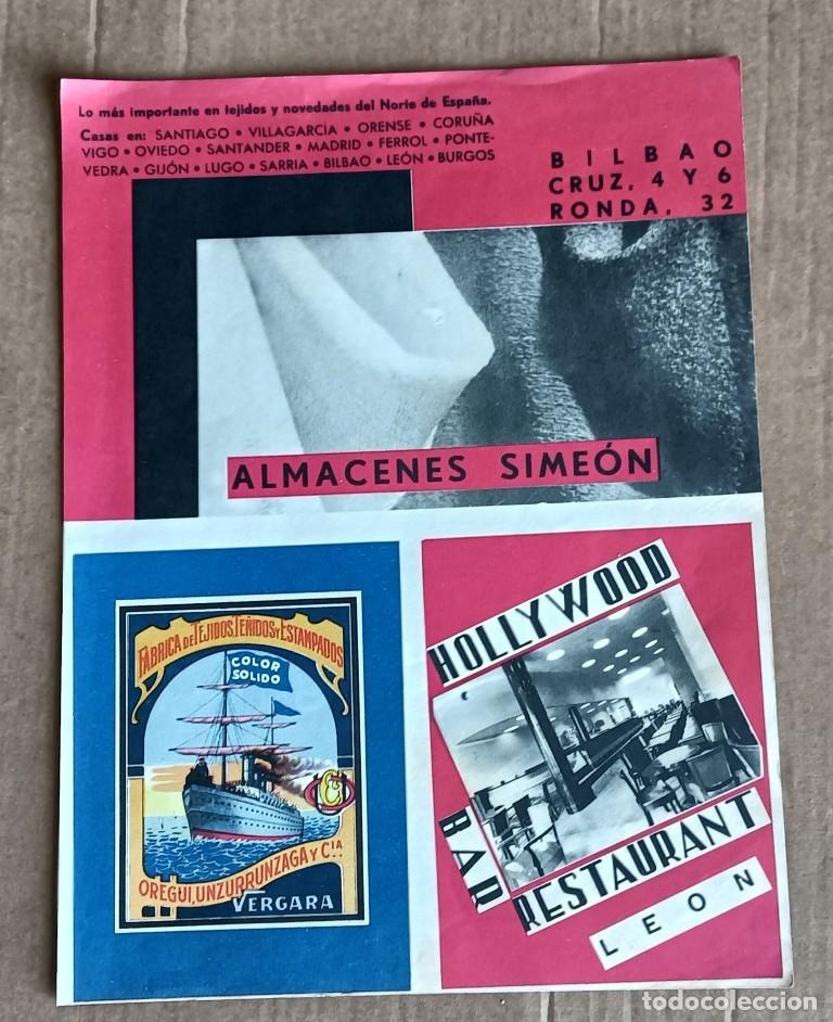 Otros art&iacute;culos de coleccionismo en papel: Propaganda ALMACENES SIMEON &ndash; Bilbao BAR RESTAURANTE HOLLYWOOD &ndash; Le&oacute;n f&aacute;brica de tejidos te&ntilde;idos y e