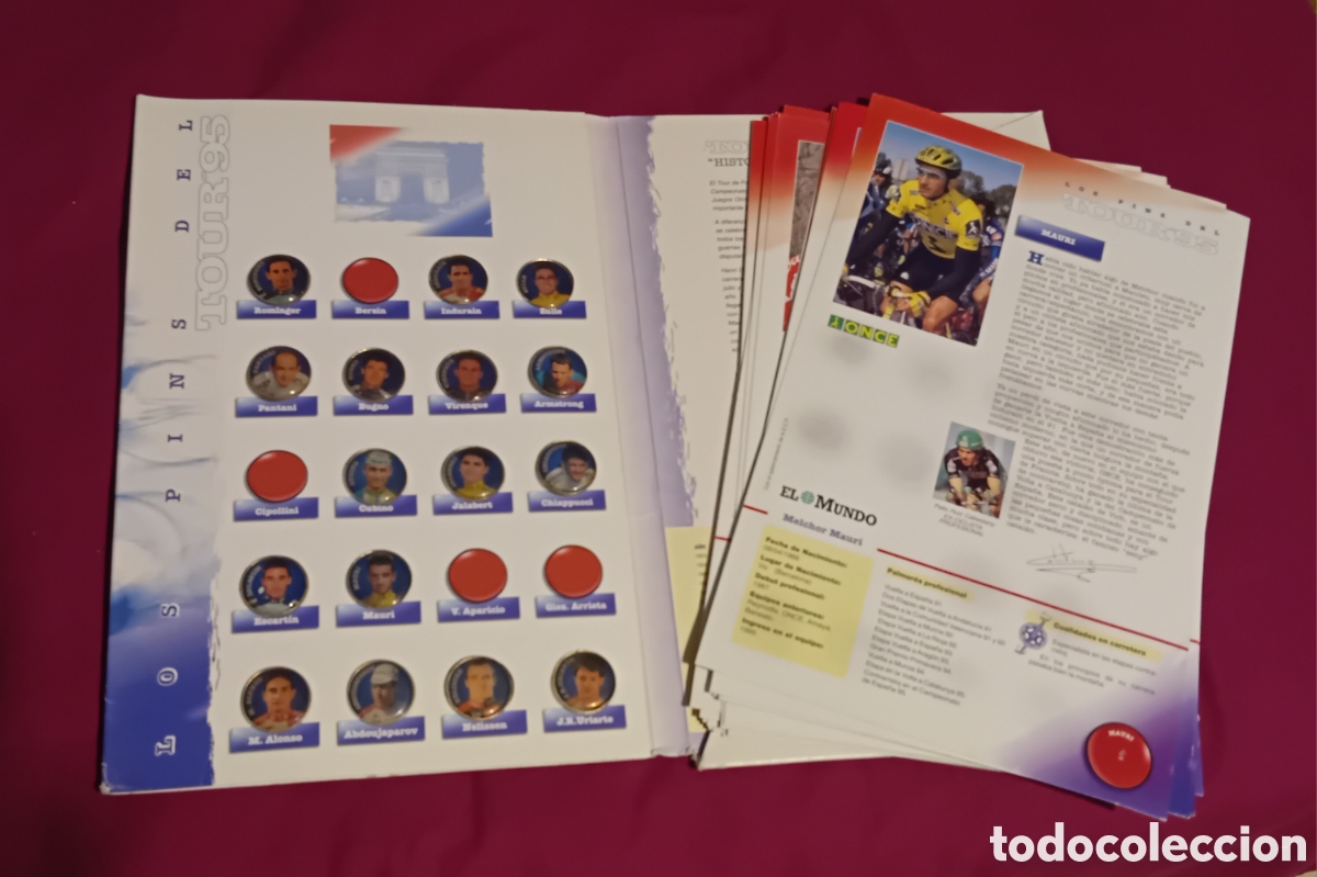 Otros art&iacute;culos de coleccionismo en papel: Colecci&oacute;n &rdquo;Pins del Tour 95&rdquo; El Mundo (Ciclismo) - Faltan solo 4