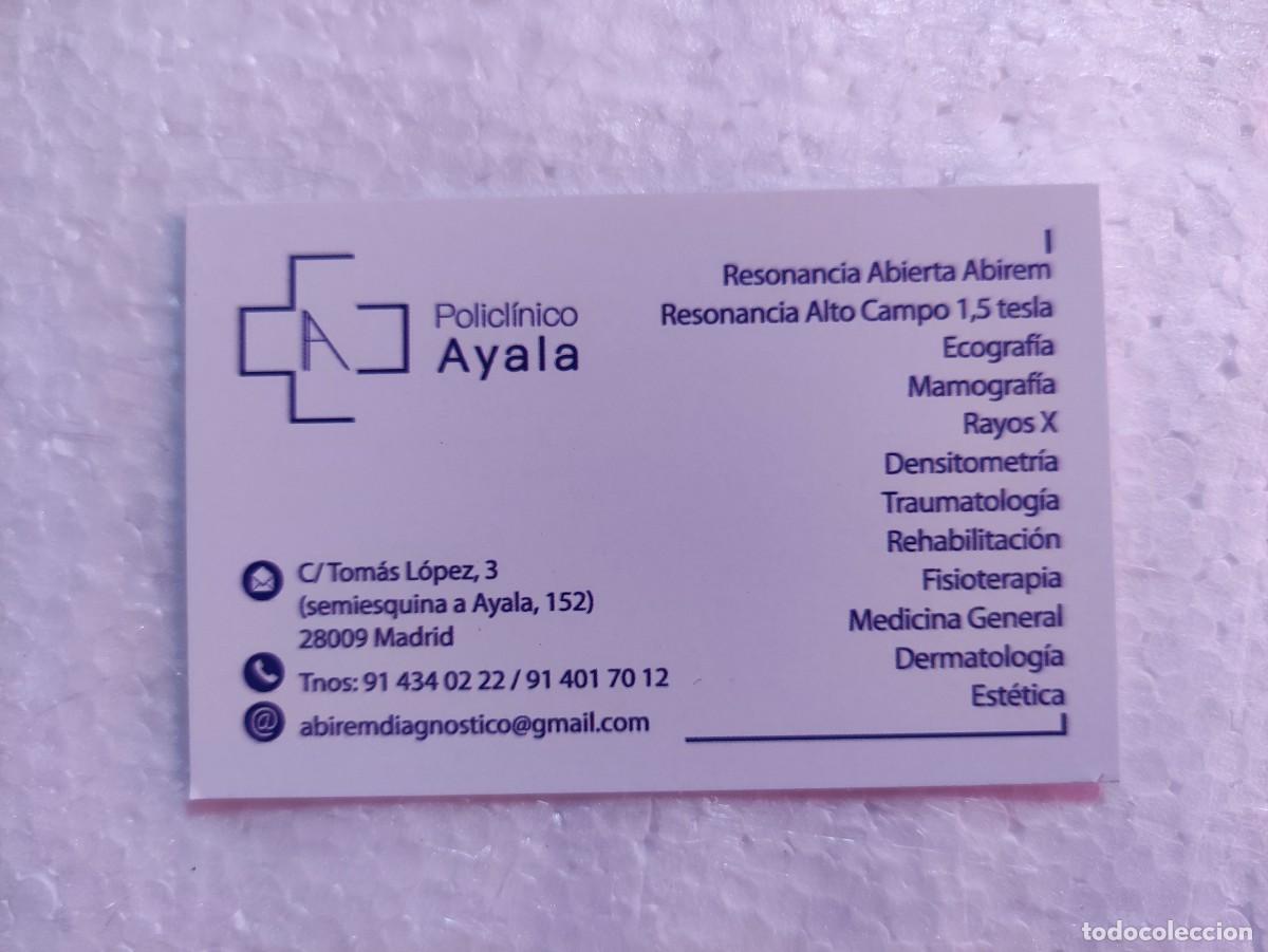 Altri oggetti di carta: TARJETA VISITA - CLINICA POLICL&Iacute;NICO AYALA MADRID - SALUD SANIDAD