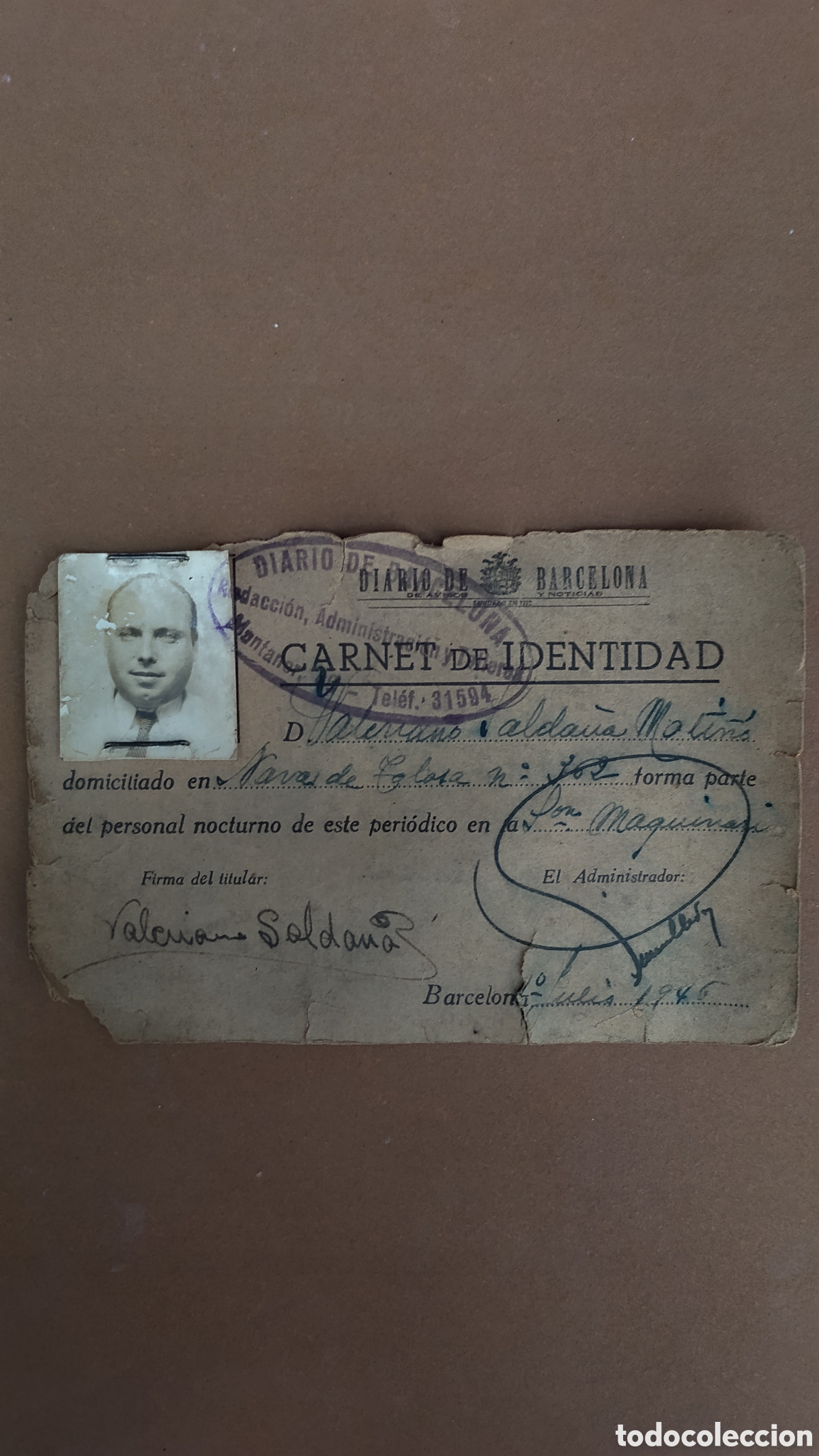 Collectionnisme Papier divers: Carnet &eacute;poca de franco trabajador diario de barcelona.periodista.prensa.catalunya.periodicos.la vang