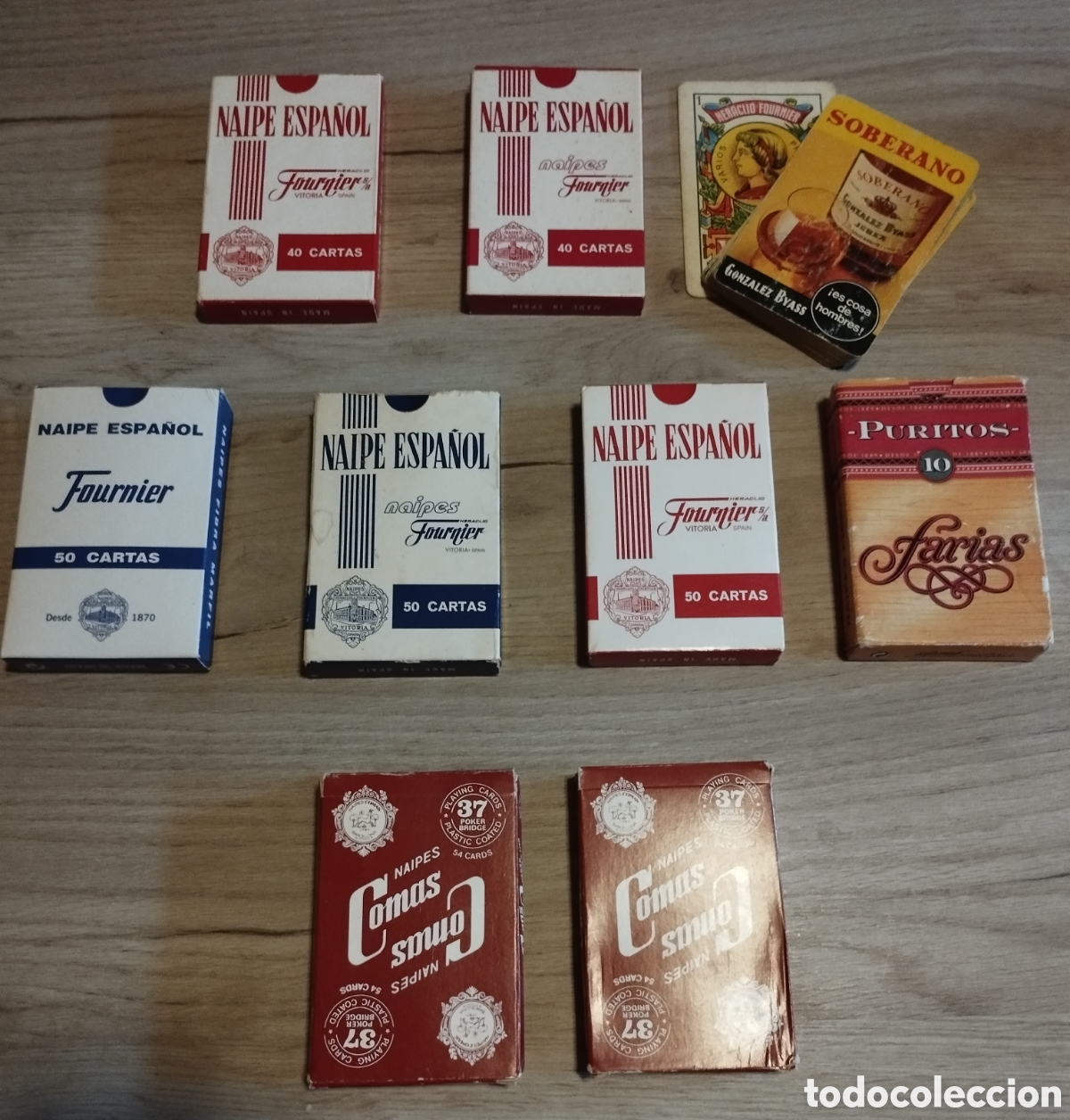 Otros art&iacute;culos de coleccionismo en papel: Lote de 9 barajas de cartas/naipes. Publicitarias y colecci&oacute;n Fournier /Comas.