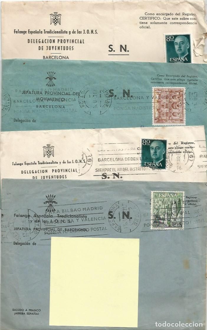 Paper Collecting Others: SOBRES Y CARTAS (6) DE FALANGE ESPA&Ntilde;OLA -DELEGACION PROVINCIAL DE JUVENTUDES-BARCELONA-A&Ntilde;OS 60