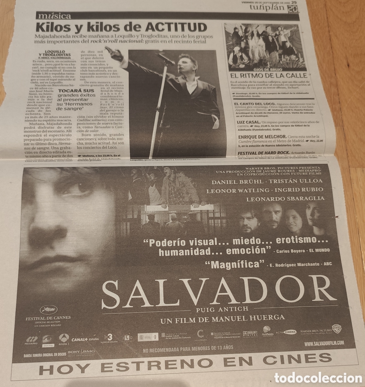 Otros art&iacute;culos de coleccionismo en papel: Loquillo y los trogloditas una p&aacute;gina de peri&oacute;dico de 2006