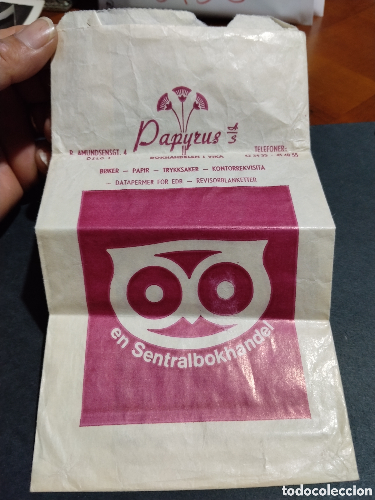 Otros art&iacute;culos de coleccionismo en papel: Sobre PAPYRUS,bokhandelen Oslo, Noruega