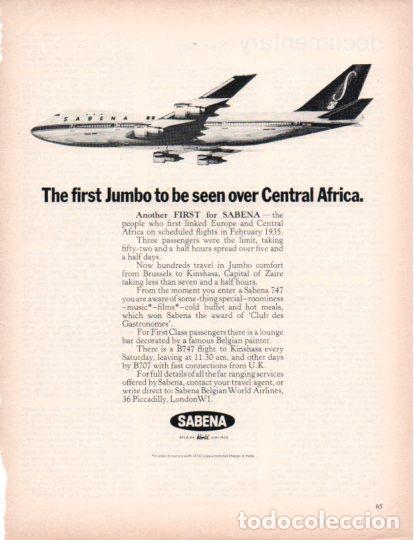 Otros art&iacute;culos de coleccionismo en papel: LAMINA V55385: Sabena advertising, the first Jumbo