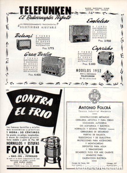 Collectionnisme Papier divers: LAMINA V55674: Publicidad Telefunken, Hornillos Fokoil y Antonio Folcra