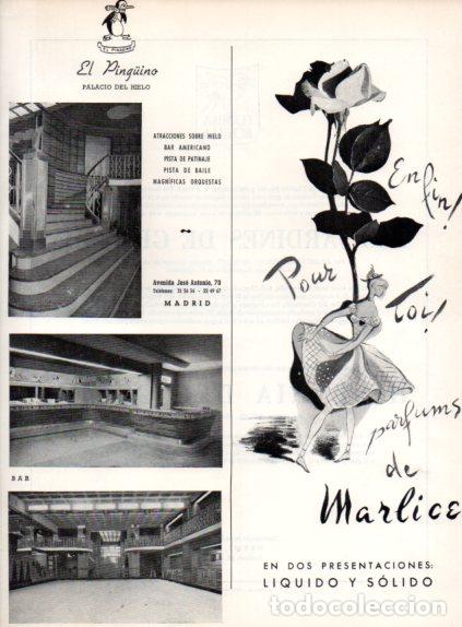 Collectionnisme Papier divers: LAMINA V55670: Publicidad el Ping&uuml;ino Palacio de Hielo y Parfums de Marlice