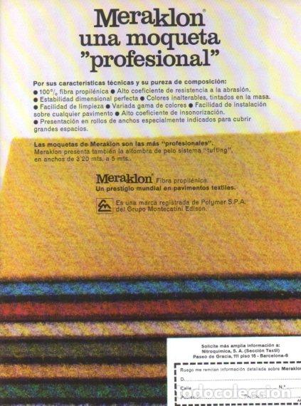 Collectionnisme Papier divers: LAMINA V55765: Publicidad Meraklon moqueta profesional